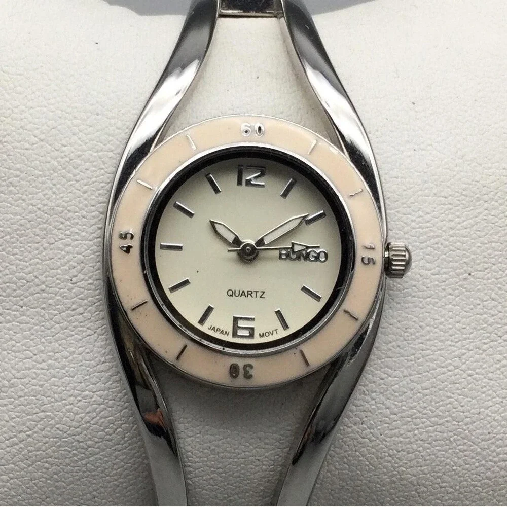 Bongo BG2150 Womens Watch 25mm Cream Dial Silver Tone Bangle Dress New Battery